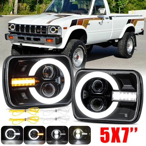 Pair 7x6'' 5x7'' LED Headlights Hi/Lo/DRL Turn Light for 1983-2004 Toyota Hilux - Picture 1 of 10