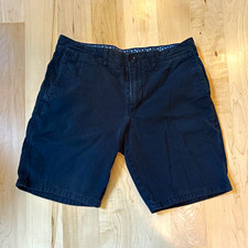 Banana Republic Aiden Men s Cotton Chino Shorts Blue Solid Flat Front Pockets 32