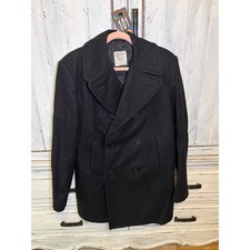 1983 US Navy Peacoat 40L Military VI-MIL 100 Wool USN Anchor Buttons Vintage