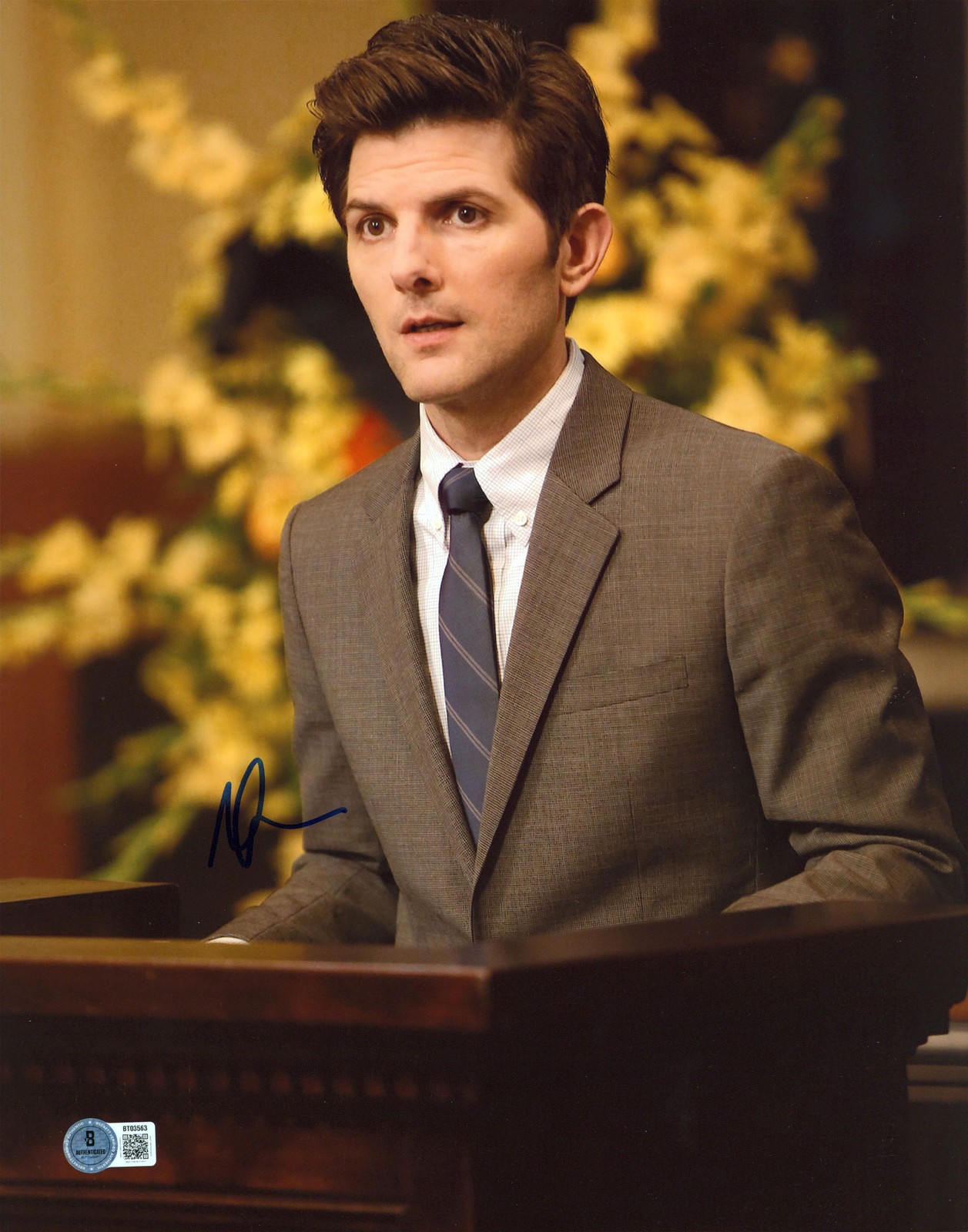 Adam Scott Parks & Recreation Authentic Signed 11x14 Vertical Photo BAS #BT03563 
