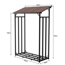 Metall Kaminholzregal Anthrazit 130 x 70 x 145 cm mit Dach