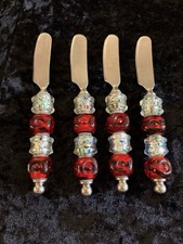 Set Of Four Vintage Bejewelled Butter/ Pate/ Cheese Spreaders