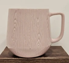 Beautiful Pink Vertical Ribbed Tree Bark Design Ceramic Coffee Mug by Project 62