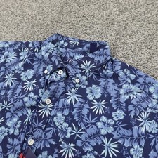NEW IZOD Shirt Mens M Blue Tropical Hawaiian Aloha Short Sleeve Button Up Camp
