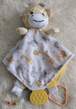 MODERN BABY SAFARI GIRAFFE LOVEY RATTLE TEETHER SECURITY BLANKET STUFFED ANIMAL