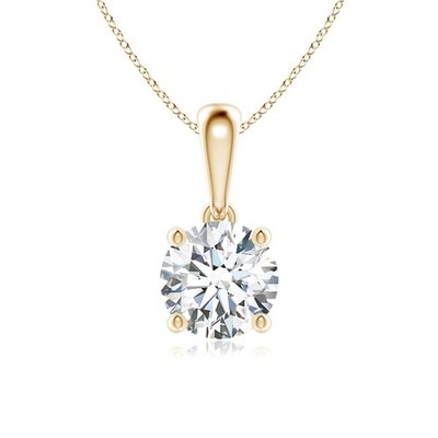 REINER IGNIS Solitär runder im Labor gezüchteter Diamant Anhänger Krappenfassung 14K Gelbgold
