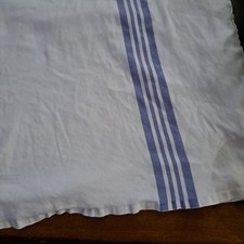 "Bath Blanket"Hospital/Institution Blanket.Cotton/Polyester.White w/Blue Stripes