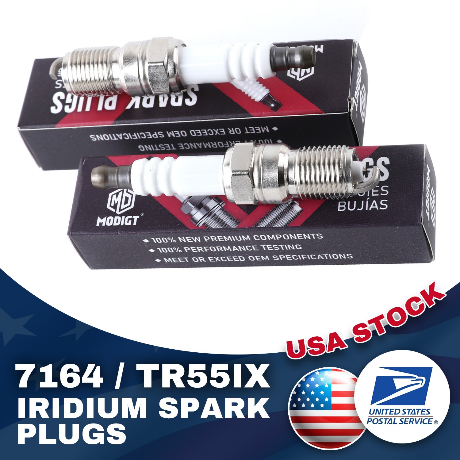 2Pcs High Quality Spark Plugs For NGK 7164/TR55IX Iridium XP105/XP606/IT16TT