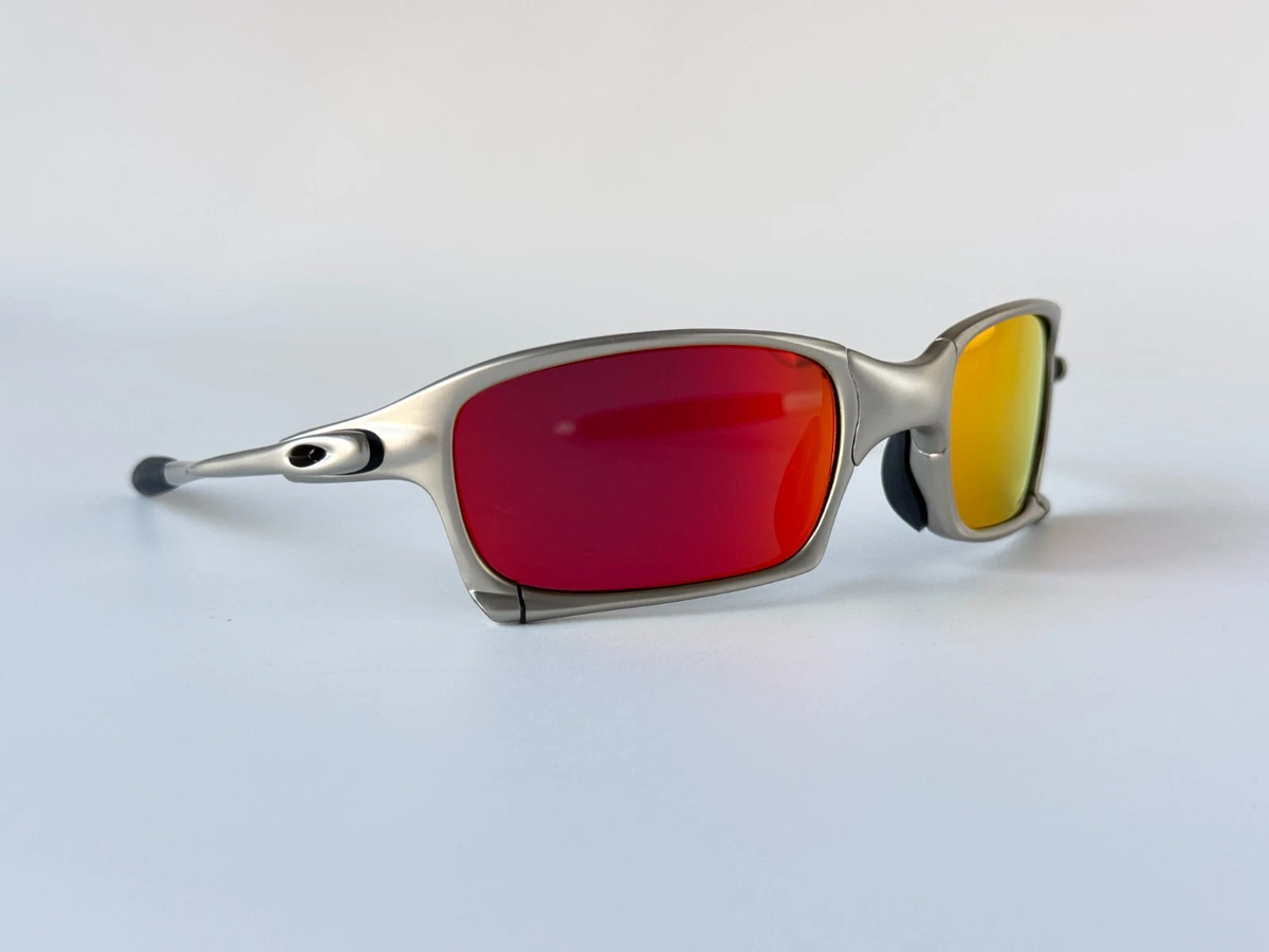 Vintage Oakley Square X-Metal Sunglasses Polished Silver w/ Fire