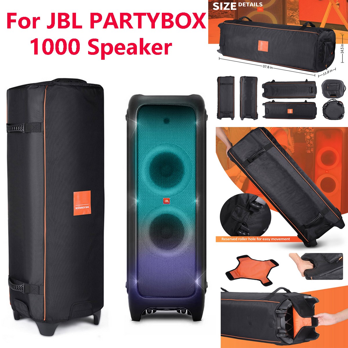 Black Carrying Case Bag For JBL PartyBox 1000 Bluetooth Speaker Travel Backpack