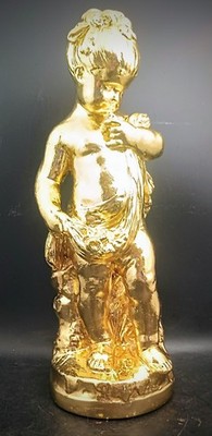 Gilded Putti Statue, 16.5'' Tall Gold Leaf Over Plaster, Gargoylery Studio, OBO