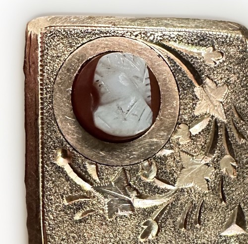 Antico cammeo vittoriano laurea bracciale bottone solitario brevettato 1890 oro pieno - Foto 1 di 16