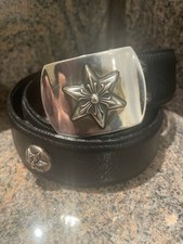 RARE Authentic Chrome Hearts Star Buckle W. Black Leather Star Studded Belt 30