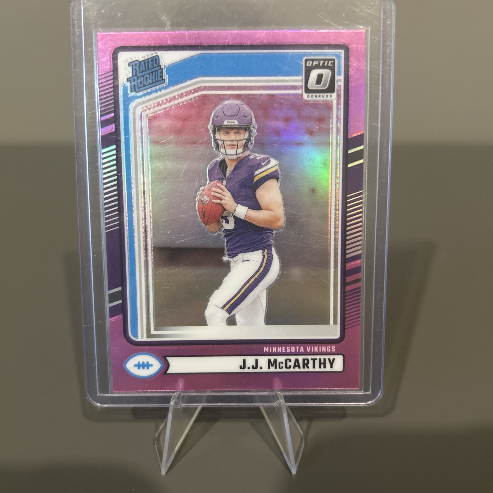2024 Panini Donruss - Rated Rookie J.J. McCarthy #303 Optic Preview Pink Prizm