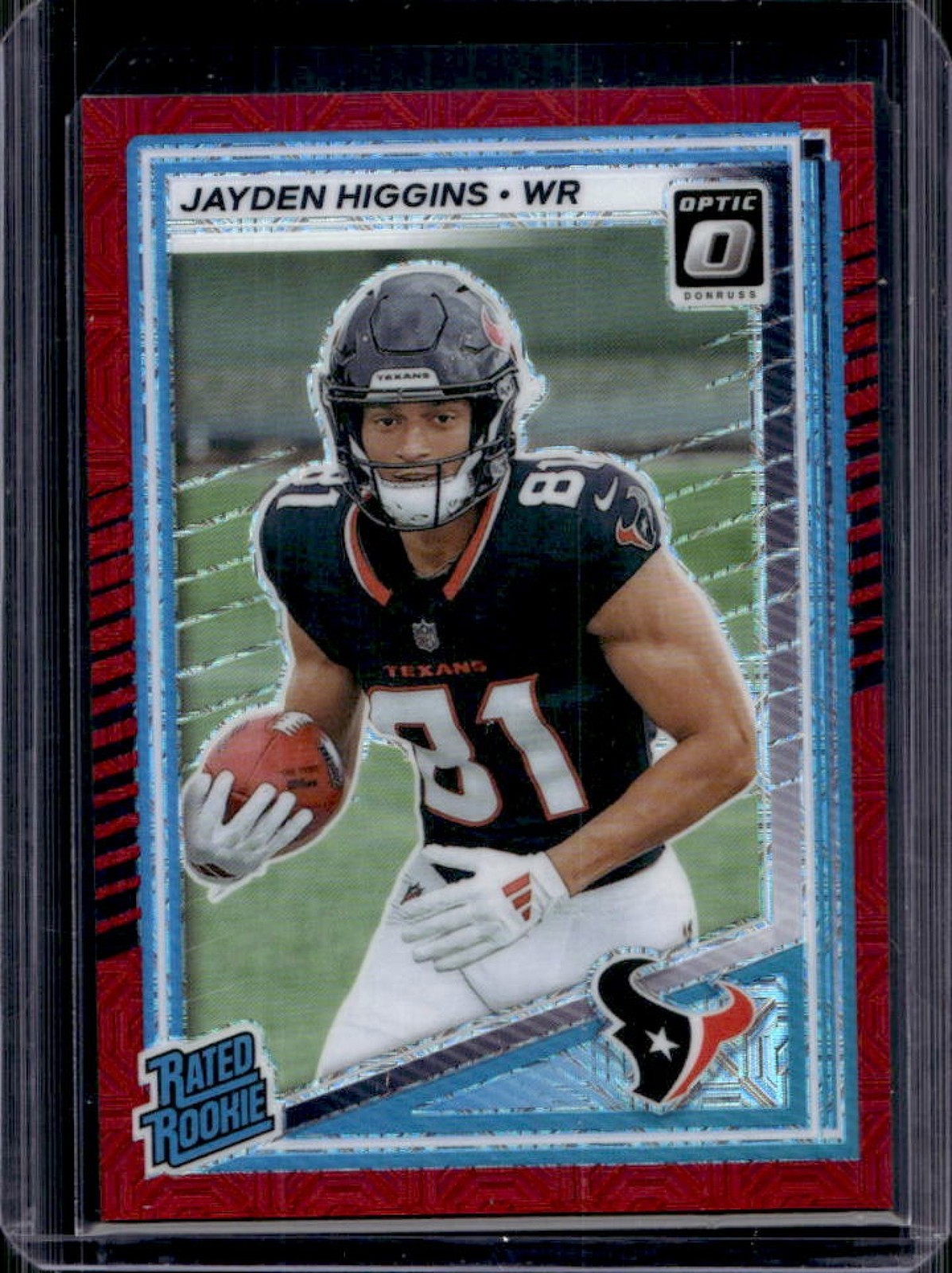 2025 Panini Donruss Optic Jayden Higgins Rated Rookie Red Mojo Prizm #225 Texans