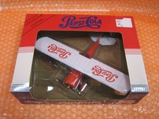 PEPSI COLA 6.5" Diecast Metal Bi-Plane with Original Box