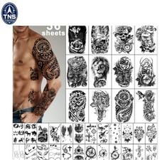 36 Sheets Temporary Tattoos Fake Body Arm Chest Shoulder Waterproof Tattoos f...
