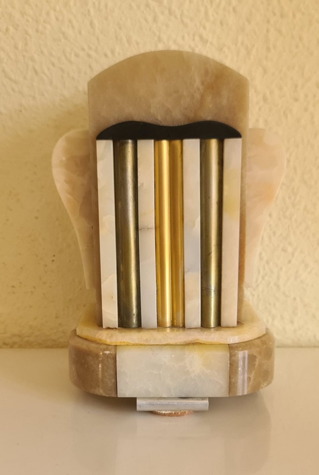 A genuine 1930s French Art Deco onyx marble and gilt brass desk organizer — this is the kind of piece that stops people mid-conversation.