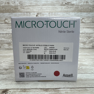 Micro-Touch Nitrile Exam Gloves Sterile 50 Pair Box Size: MEDIUM Exp: 05/2029