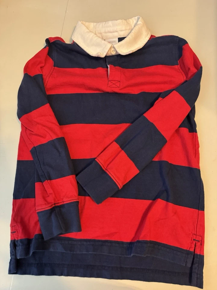 Camisas de rugby a rayas Hanna Andersson, rojo/azul y amarillo/azul talla 6-7 Foto 2 de 4