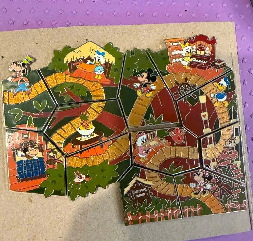 Disney Parks WDW Swiss Family Treehouse Attraction Puzzle Pin Set LE575 Complete