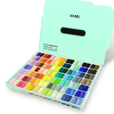HIMI Gouache Paint Set, 112 Colors x 12g Twin Jelly Cup Design with Portable Cas
