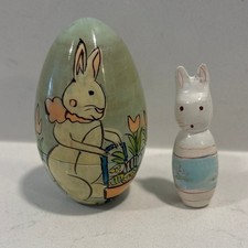 Vintage Lillian Vernon Hand-Painted Easter Bunny Nesting Egg Dolls 1988
