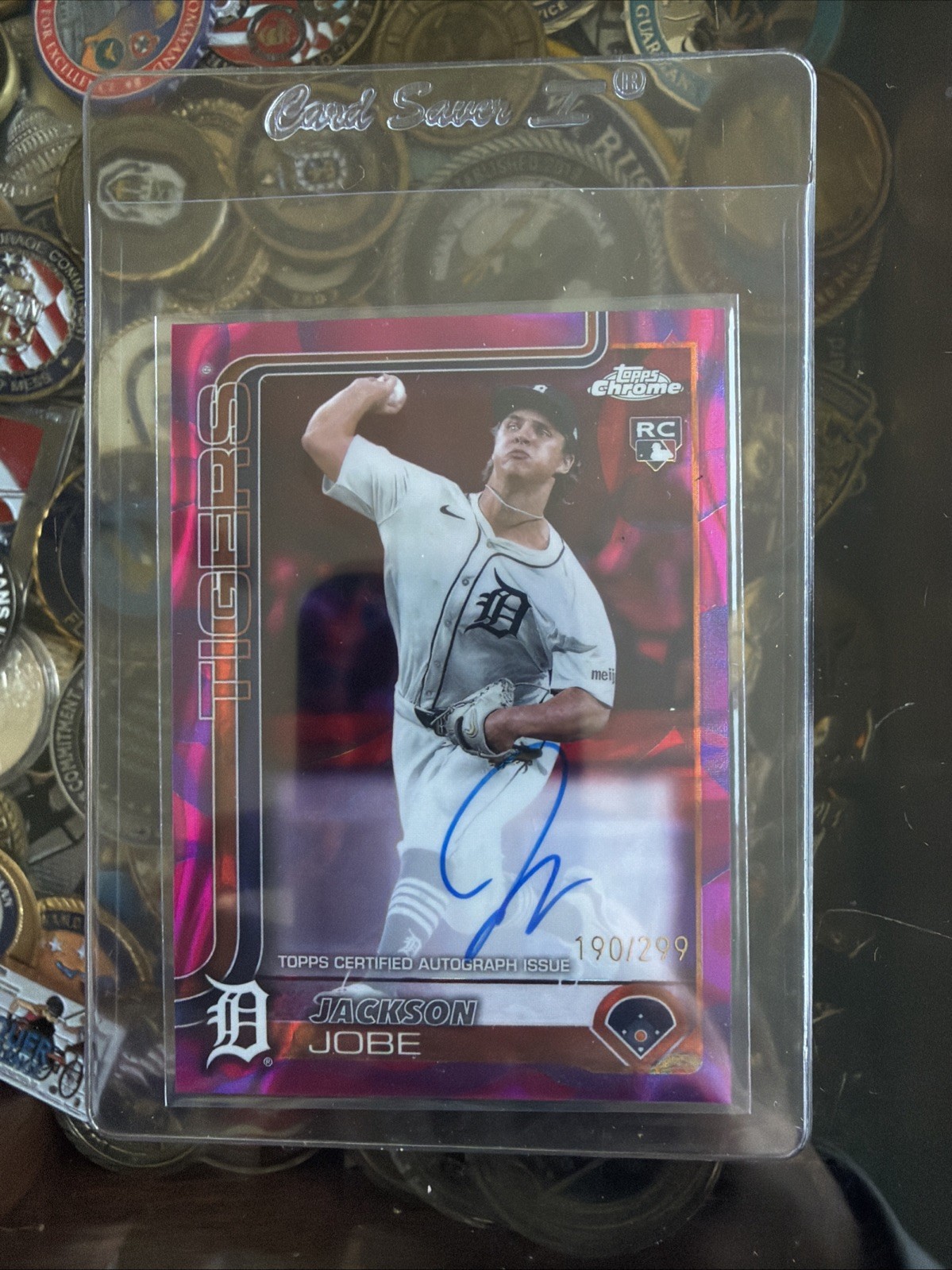 2025 Topps Chrome Jackson Jobe Rookie Auto /299 Magenta Lava Detroit ON CARD RC