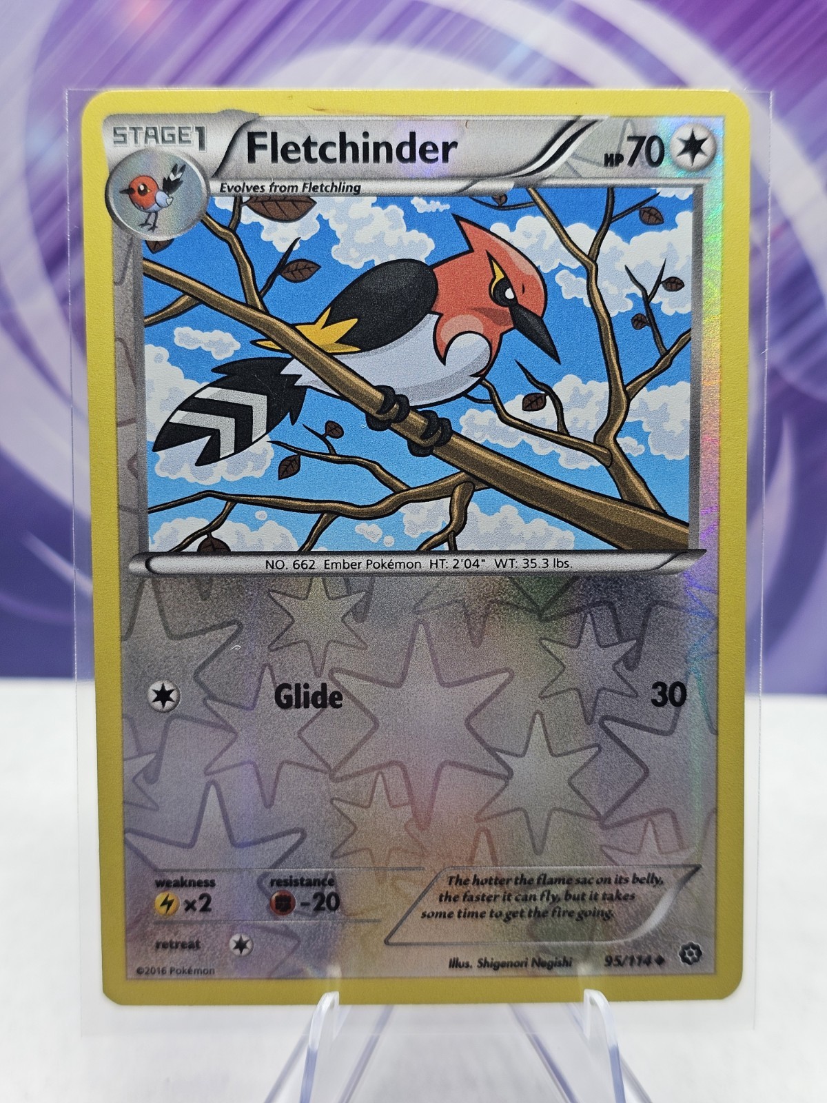 Fletchinder 95/114 - Steam Siege - Uncommon - Reverse Holo - Pokemon Card - LP