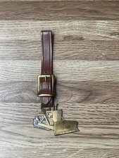 Vintage John Deere Brass Bulldozer Leather Pocket Watch Fob