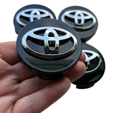 4x Wheel Center Black Caps 62mm Silver Logo For Toyota Rav4 Camry Avalon Prius V