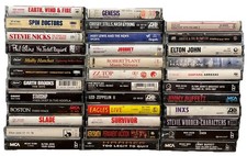 LOT OF 35 VINTAGE ROCK METAL POP 1980s 1990s CASSETTE TAPES WITH INSERT ART