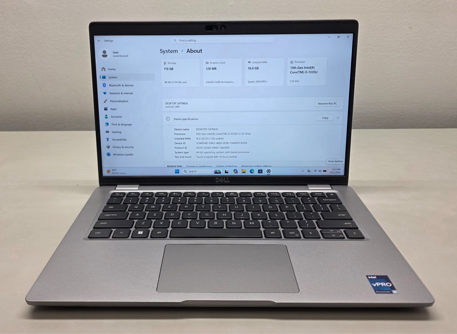 Dell Latitude 5440 14" i5-1335U 1.30GHz 16GB RAM 128GB SSD Windows 11 Pro