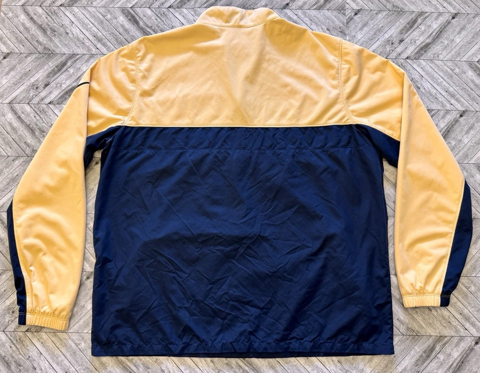Chaqueta cortavientos Nike Shield para hombre grande azul amarillo 1/4 cremallera correr deportes Y2K Foto 2 de 4