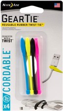 Nite Ize 4-Pack Gear Tie Cordable Twist Tie, 3" - Assorted Colors