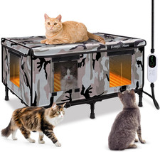 Heated Outdoor Cat House - Weatherproof Outdoor Cat Shelter with 2 Doors  Rain