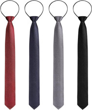 4 Pieces Zipper Ties for Men Adjustable Men's Neckties Zip on Tie for Zipper Ski
