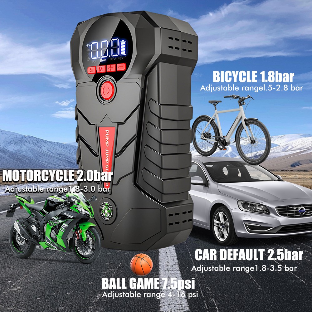 Car Jump Starter with Air Compressor 6000mAh Battery Jumper Box Charger Booster