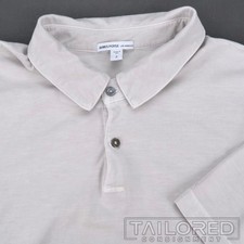 JAMES PERSE Solid Gray 100 Cotton Mens Casual Polo Dress Shirt - Size 3 / LARGE