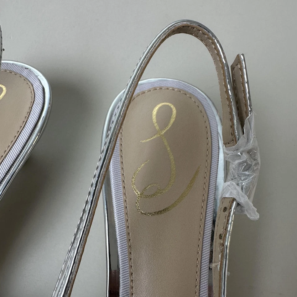 Sam Edelman Shoes Womens Size 6.5 Slingback Kitten Heel Loafer Metallic New - Image 4 of 4