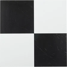 Nexus Self Adhesive 12-Inch Vinyl Floor Tiles, 20 Tiles - 12" X 12", Black & Whi