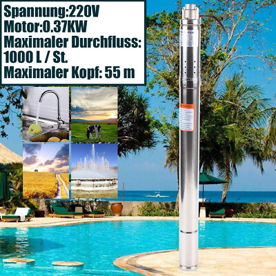 2 Zoll Tiefbrunnenpumpe Rohrpumpe Brunnenpumpe Sandverträglich Gartenpumpe Tauch
