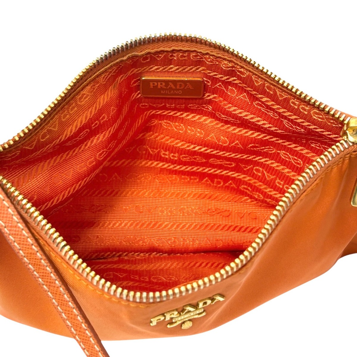 PRADA Vintage Logo Mini Shoulder Bag Pochette Pouch Orange