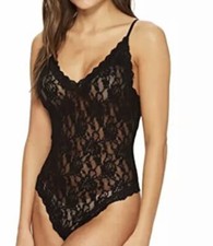 Hanky Panky L95713 Black Thong Back Lace Bodysuit Women's Size Medium