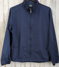 VTG Nike Windbreaker Jacket Womans 12/14 Dri Fit Blue Full Zip Pockets RN 56323