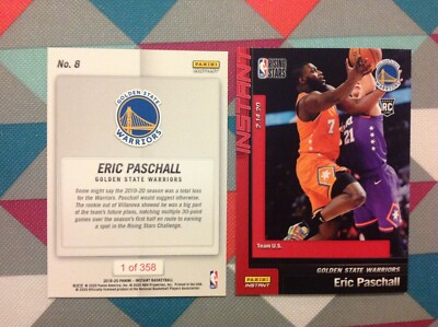 Eric Paschall RC Warriors RISING STARS / ALL STAR 2019/2020 NBA Panini INSTANT 
