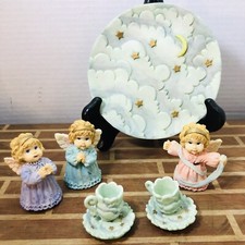 1995 Young  s Miniature Tea Set Hand Painted Celestial Angels