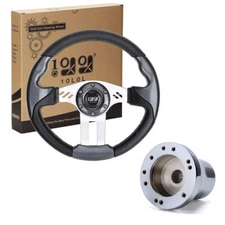 10L0L Golf Cart Steering Wheel 12.5'' with Chrome Adapter for Club Car DS Cart