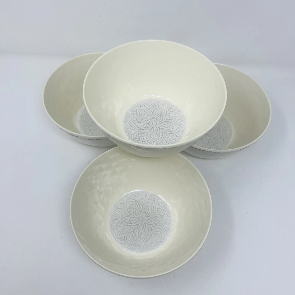 "Juego de 4 cuencos de cereal IL Mulino rústicos marfil craquelado 6"" melamina Patioware" Foto 2 de 4