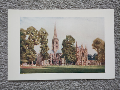 Kathedrale von Salisbury - antiker Druck - 1940